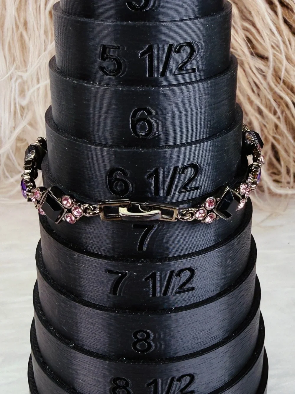 Elegant Black Gunmetal Pink Purple Crystal Bracelet